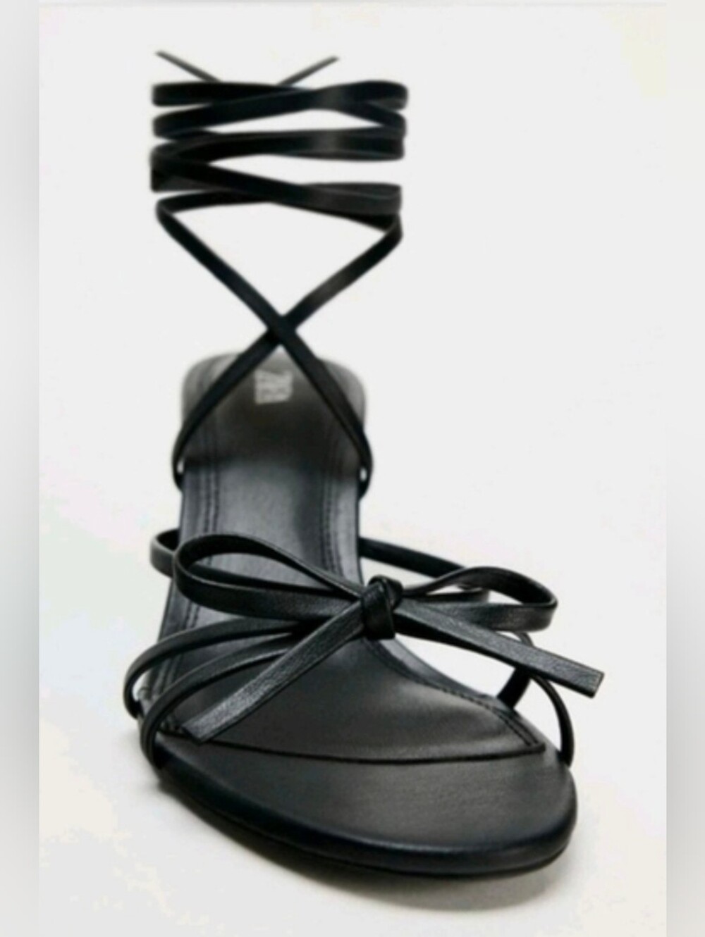 New ZARA Black TIED HEELED SANDALS Sz 7.5 - Picture 4 of 6